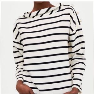 ZARA Black and White Striped Top with Pearl detail